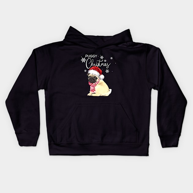 Pug Lovers Merry Christmas Kids Hoodie by Collagedream